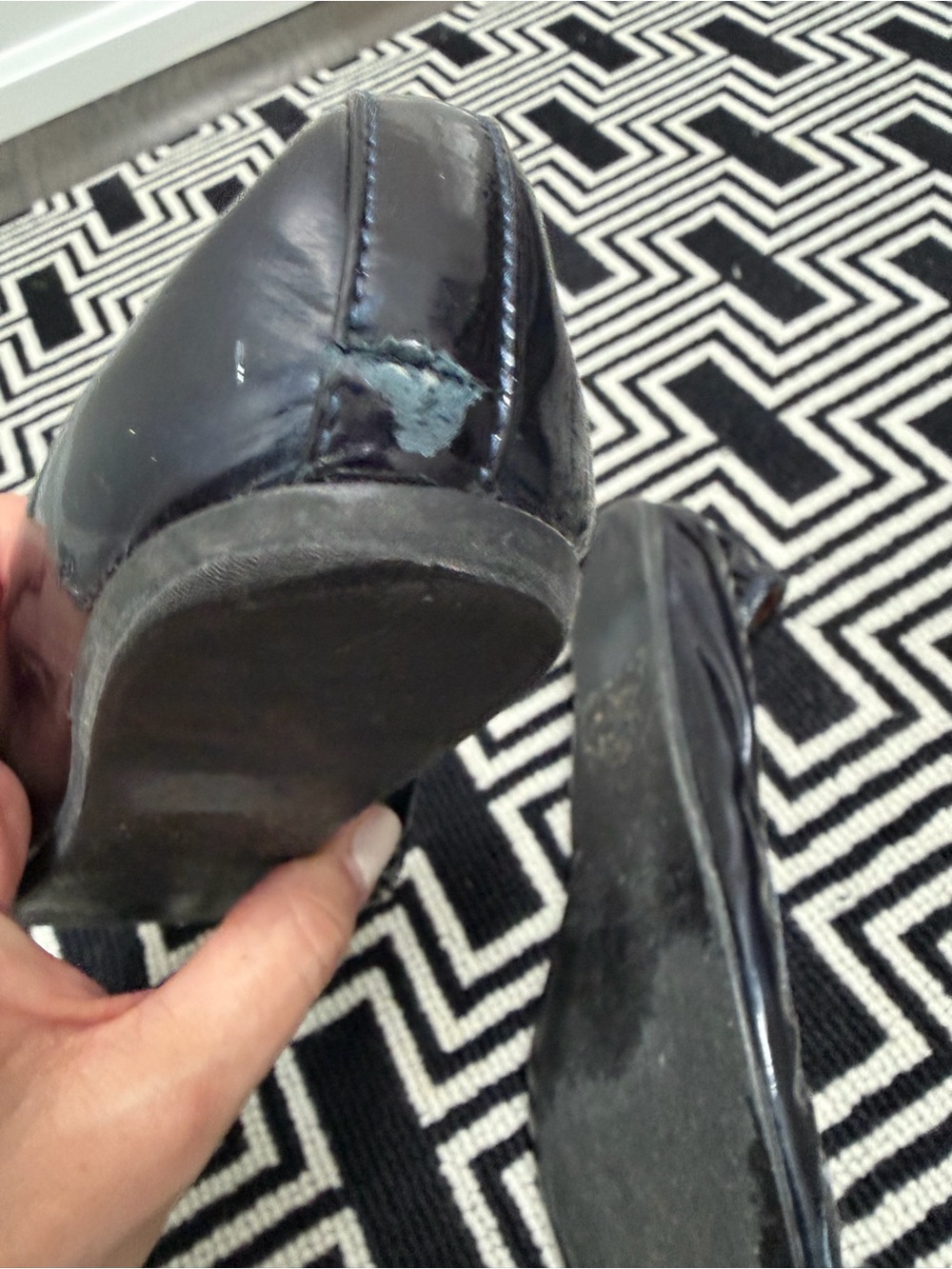 Lanvin dark navy blue Patent Leather Ballet Flats with Elastic Topline size 40 - Picture 8 of 8